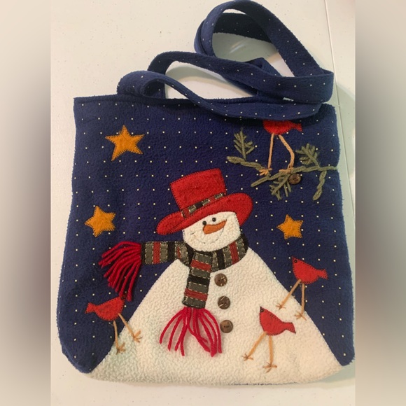 Snowman & Cardinals Handbag/Tote - Picture 1 of 3